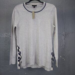 J Crew Sweater Women M Gray 100% Merino Wool Side Tie Long Sleeve Knit Tunic NEW